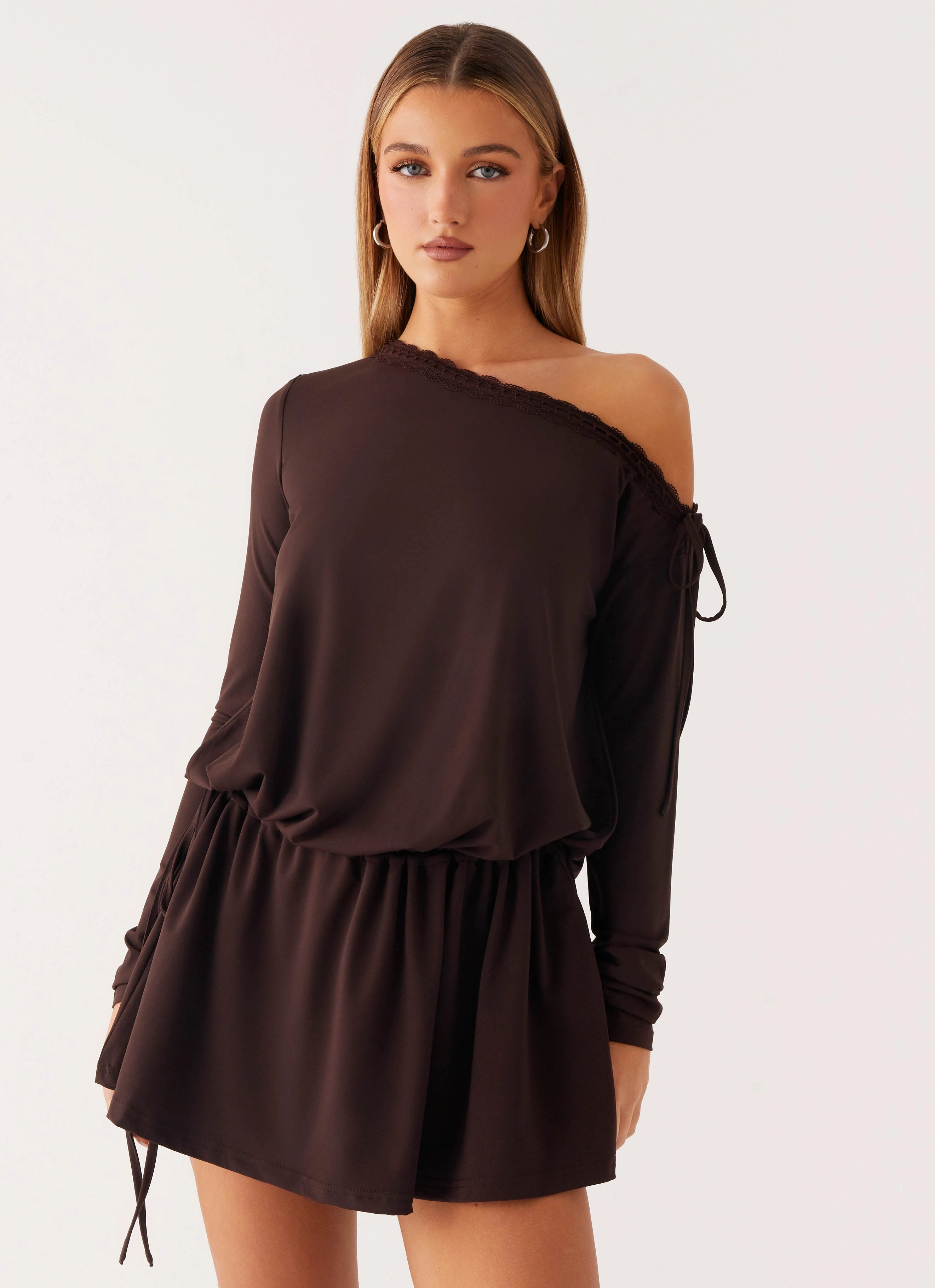 Zinnia Mini Dress - Chocolate Flattering bodycon dress