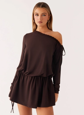 Zinnia Mini Dress - Chocolate Flattering bodycon dress