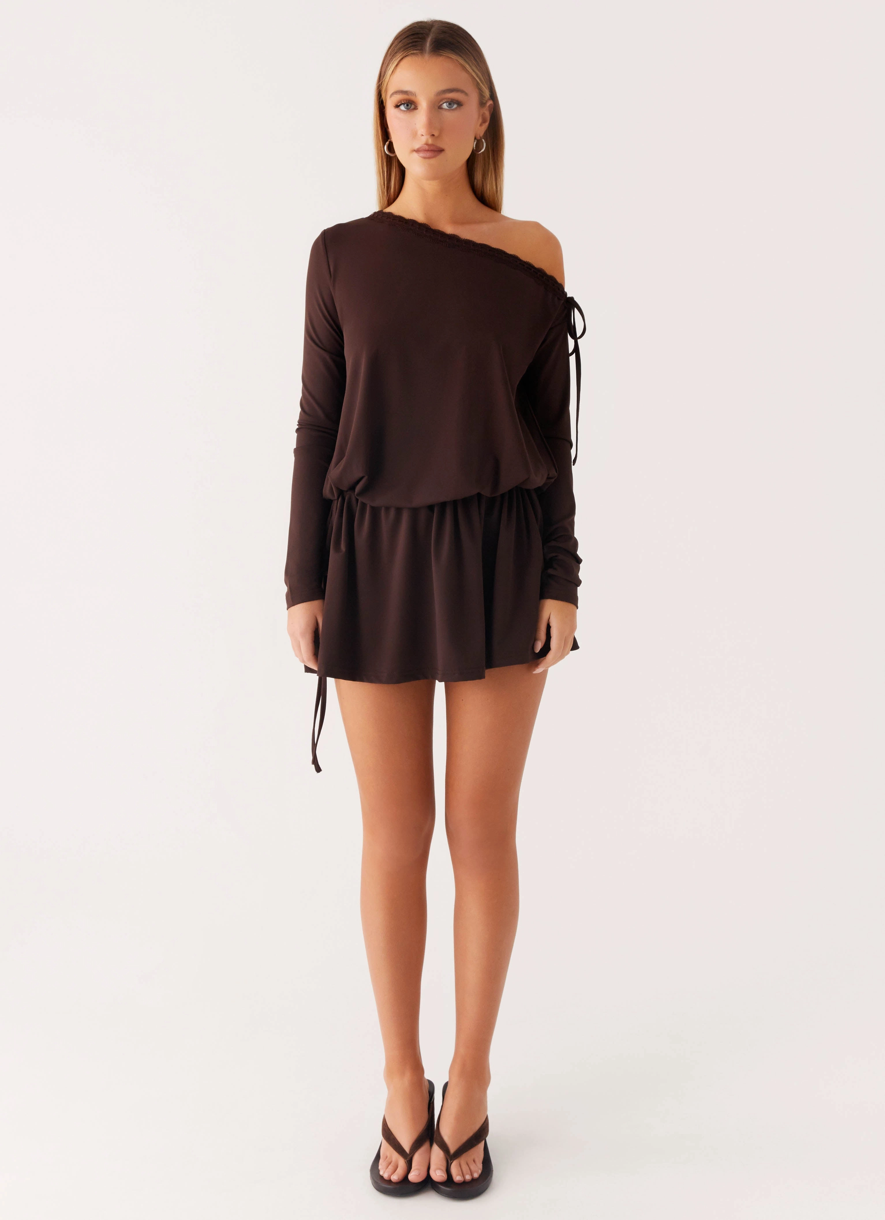 Guest Glam Clean Tone Zinnia Mini Dress - Chocolate