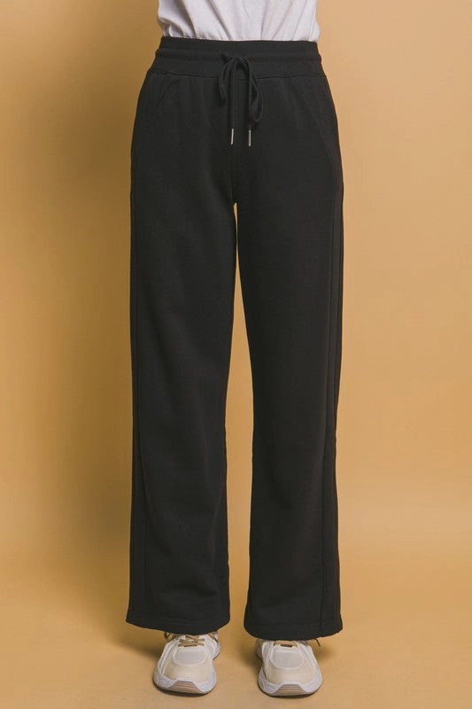 Zinnia Wide Leg Sweatpants Layered Panel Design