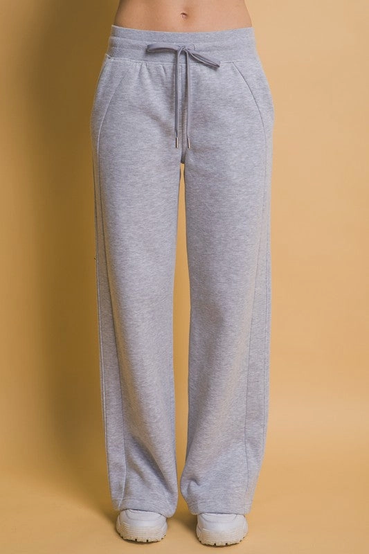 Zinnia Wide Leg Sweatpants Contrast Trim Travel Ready Fit
