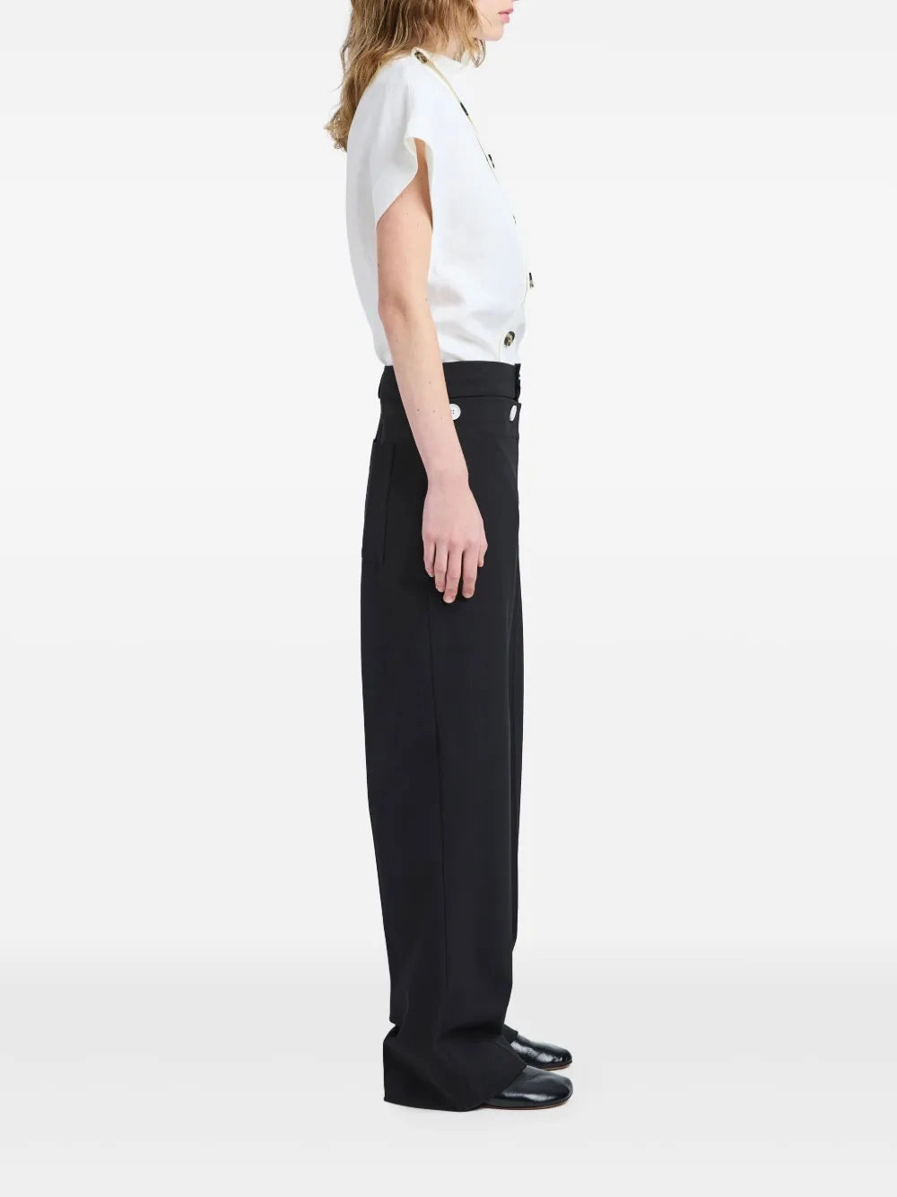 Flexible Ribbed Cuffs Zion Top in Off White