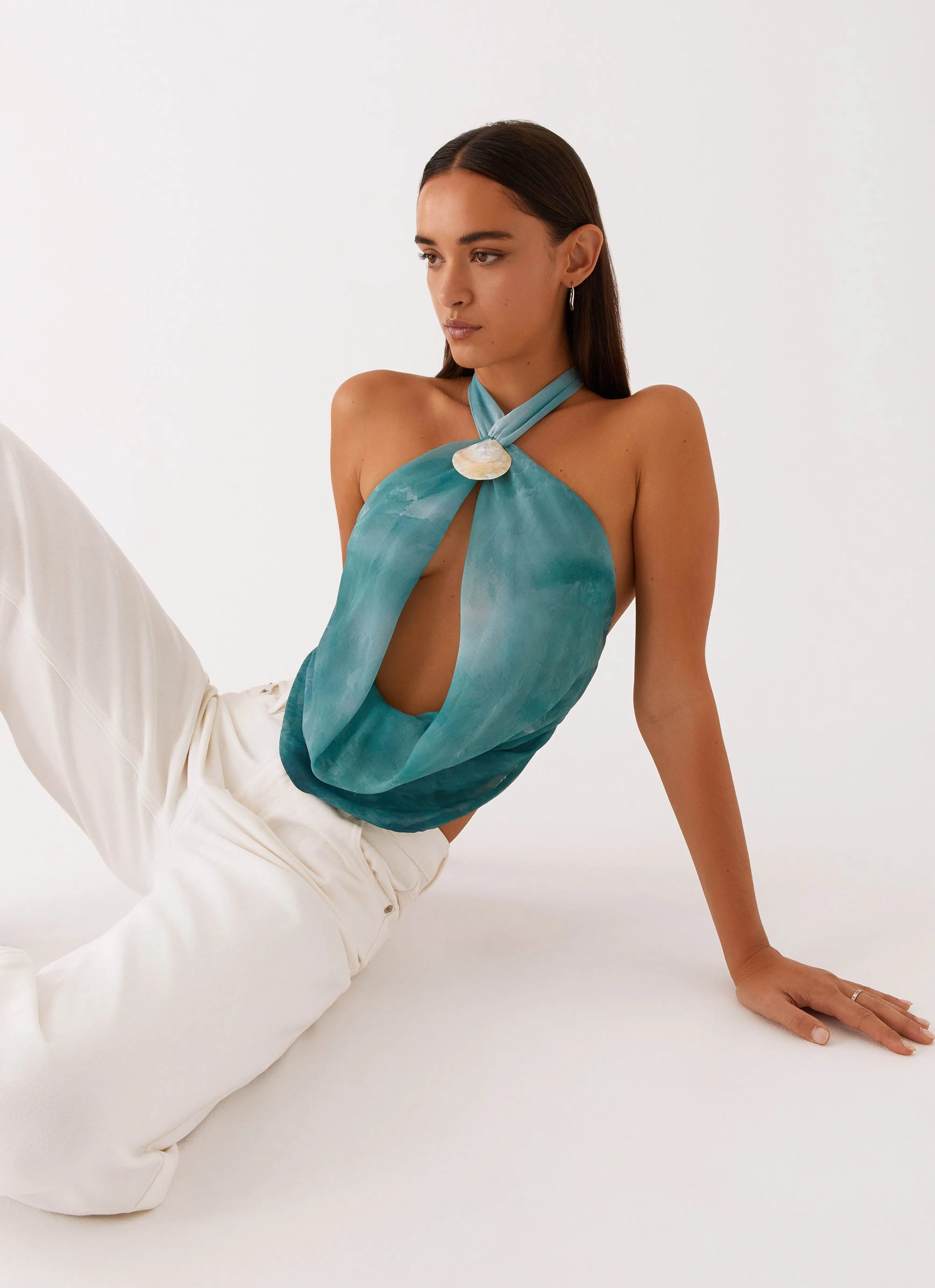 Zola Cowl Neck Shell Top - Green Tie Dye UltraSoftLining ReinforcedArmholes